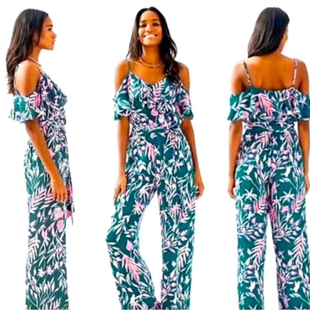 Lilly Pulitzer Emilea Jumpsuit Tidal Wave Prime Time Resort preppy beach Sz S